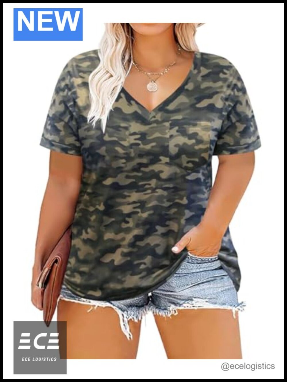 Plus Size V-Neck Short Sleeve Tunic Tee Soft Stretchy Casual Top